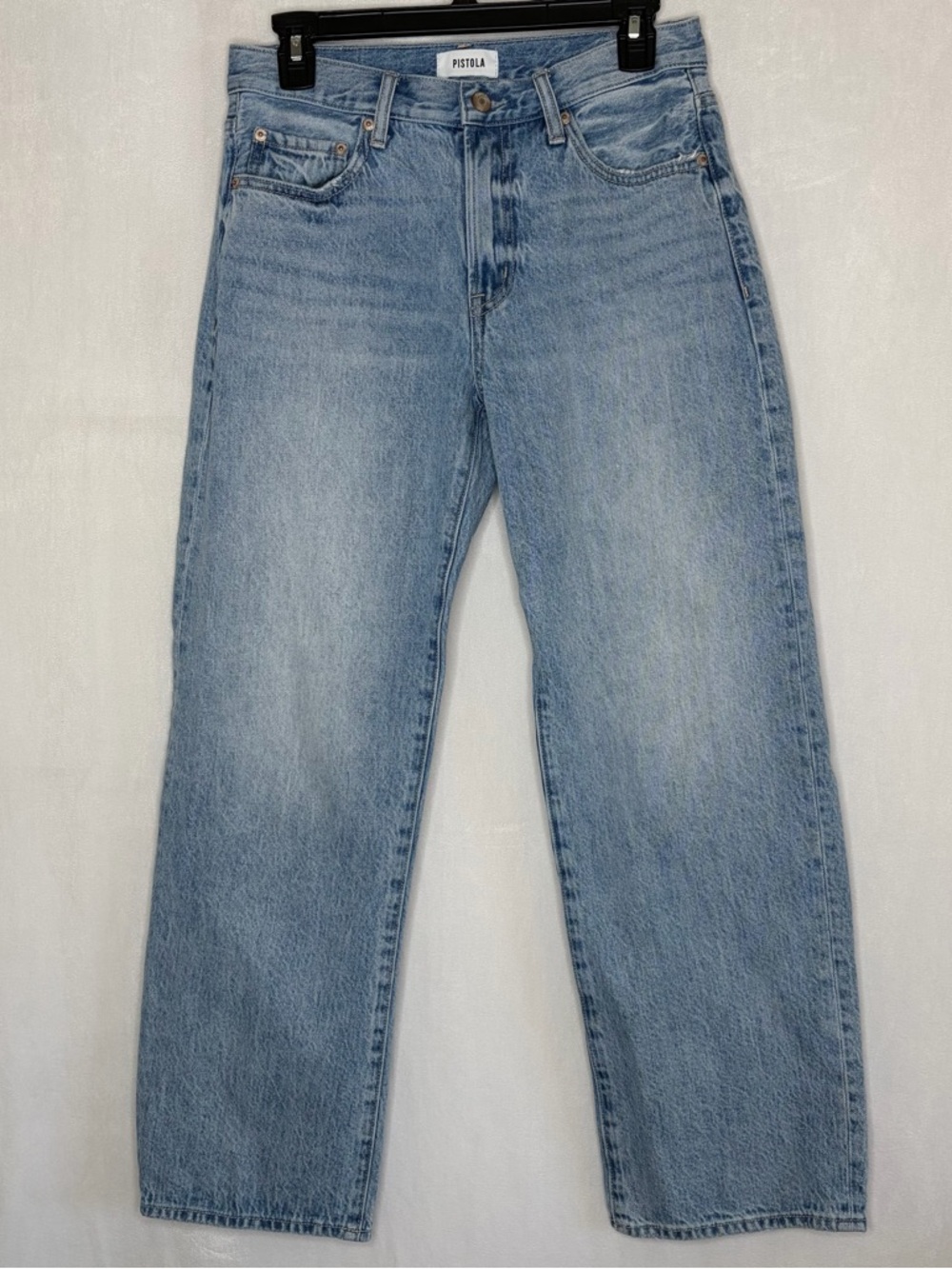 Pistola Lexi Mid Rise Bowed Straight Leg Jeans - Light Blue - Picture 3 of 7